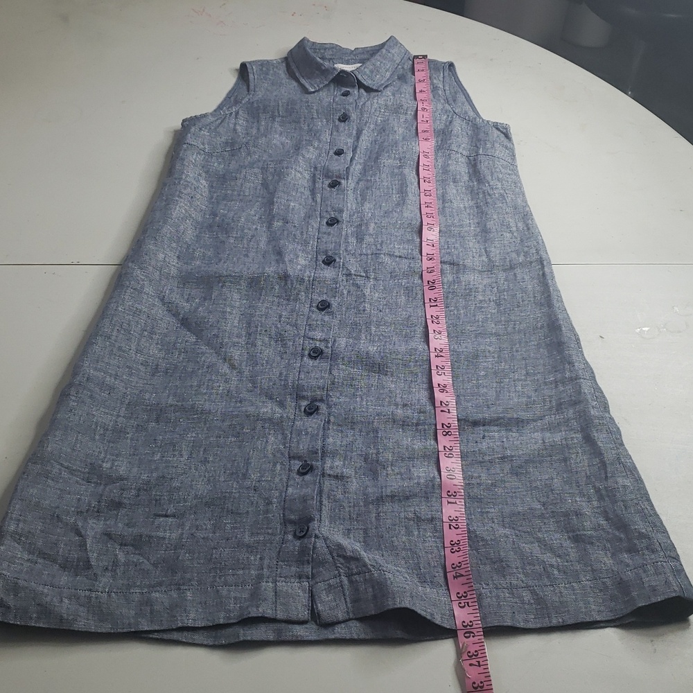 Garnet Hill 100% Linen Classic Full Button Front Shirtdress Size 2 Coastal Blue - Picture 13 of 16